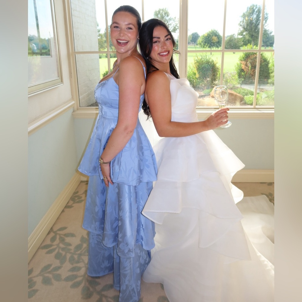 Lulu's Prigette Light Blue Jacquard Tiered Maxi Dress